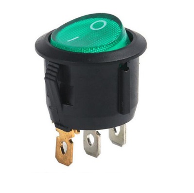 Interruttore da Pannello Luminoso Rotondo 0/1 Verde 15mm